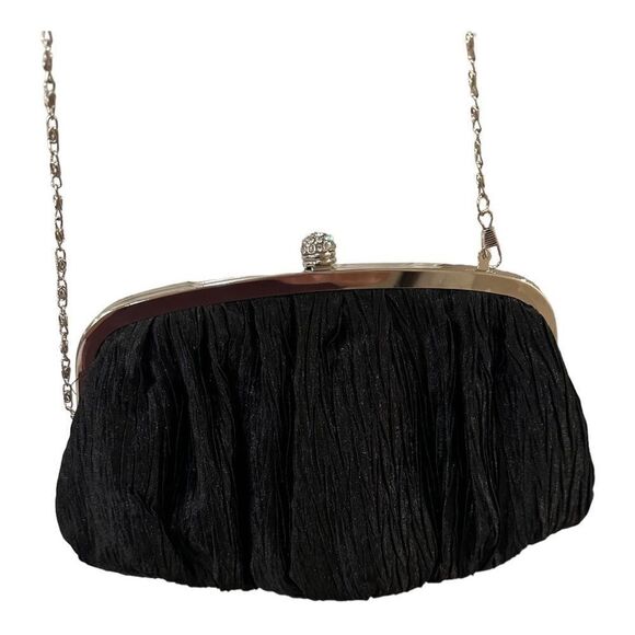 Vintage Neiman Marcus Black Crepe Fabric Evening Bag, Clutch Bap, Purse - Picture 9 of 12